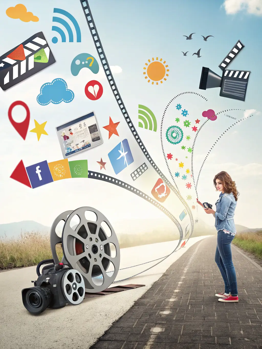 A visual representation of an artistic research project, possibly a collage of images and notes, symbolizing the exploration of new theatrical forms and audience interaction.