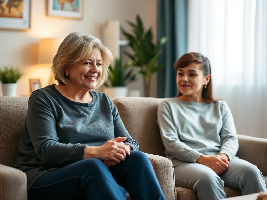 A veteran receiving counseling support from a trained professional in a comfortable setting.