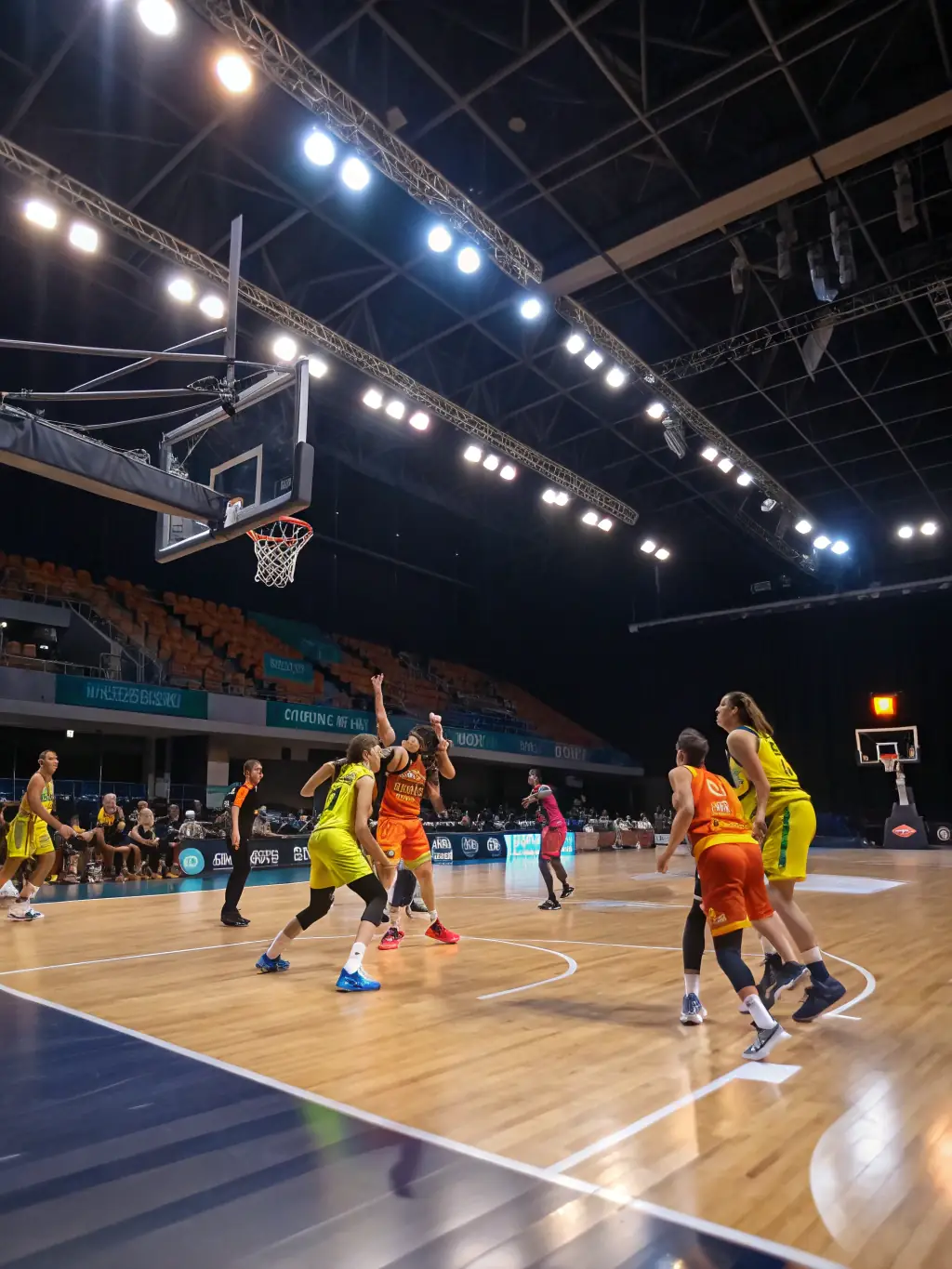 A vibrant image of teenagers, aged 13-15, engaged in a competitive handball match at CHB CARQUEFOU HANDBALL, showcasing their agility and strategic play.